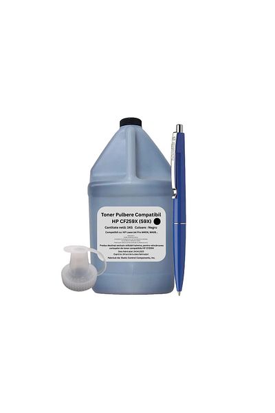 SCC Set Bidon Refill Praf Toner Compatibil (HP59X) CF259X Negru, 1000g, Pix Schneider si Pâlnie