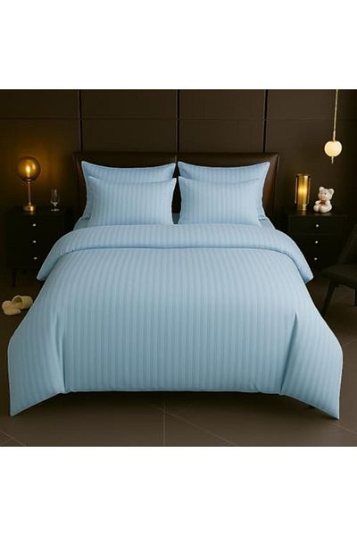 MAXQON 6-Piece Duvet Cover Set – Includes 1 Duvet Cover, 1 Fitted Sheet, 4 Pillowcases (Sky blue, King)
