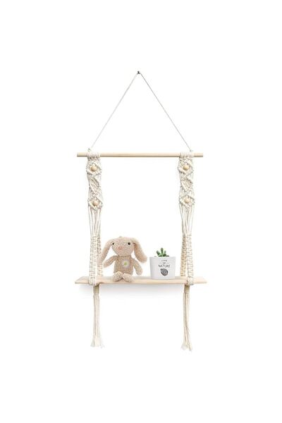Generic drea Hanging Shelf Macrame Wall Floating Shelf Handmade Boho Decor Cu...
