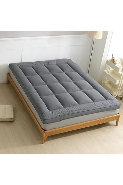 MAXQON Mattress Topper 10CM Thickness Quilted Microfiber 900gsm, (Grey, King (180x200x10CM))