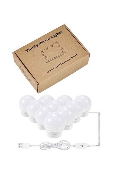 Generic ELTRAZONE 10 LED Vanity Mirror Lights Kit â€“ White, 7x17cm Bulbs for Makeup, Dressing Room, and Ba