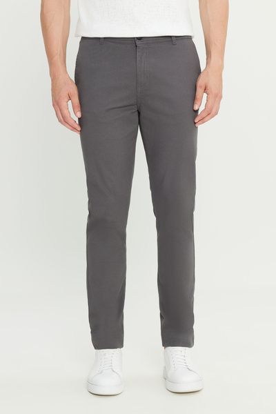 ALTINYILDIZ CLASSICS Men's Anthracite Slim Fit Slim Fit Cotton Flexible Chino Trousers