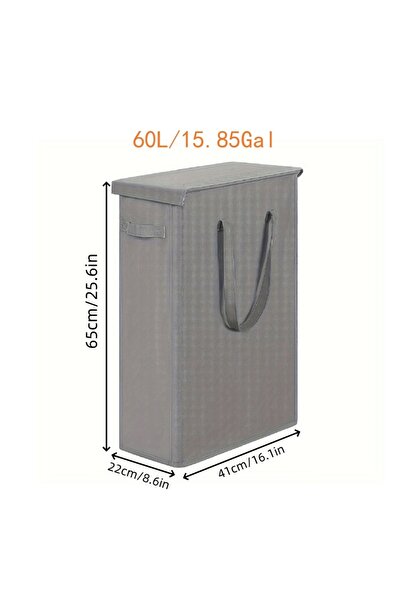 Choice سلة غسيل رمادية سعة 60 لترًا، قطعة واحدة، مزودة بعجلات وغطاء، سلة غسيل...