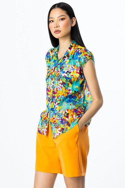 ON Chiffon Blouse with Ornamental Cover Pocket