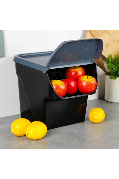 shumee Fruit and vegetable container with lid, anthracite, 13 l