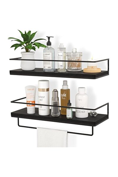 Generic DESALOV Black Floating Shelves - Set of 2, Wall Mounted Hanging Shelv...