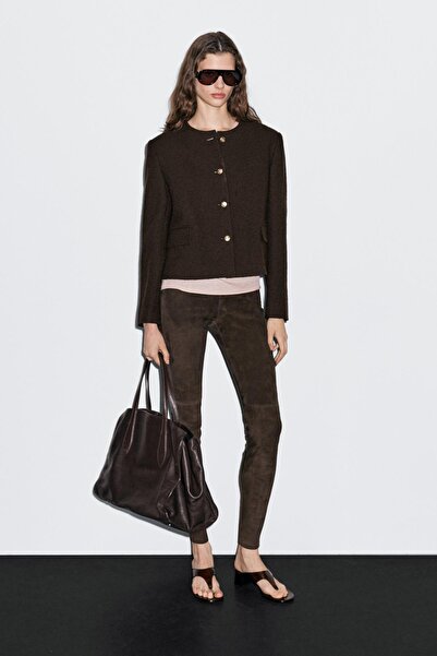Massimo Dutti Düğmeli crop ceket
