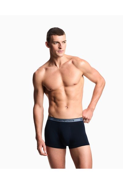 Emporio Armani Ανδρικό μαλακό βαμβακερό περιεχόμενο ελαστικό λογότυπο μάρκας με ταινία 3 τεμαχίων Navy1 Boxer EM000259 AF10779-MB254