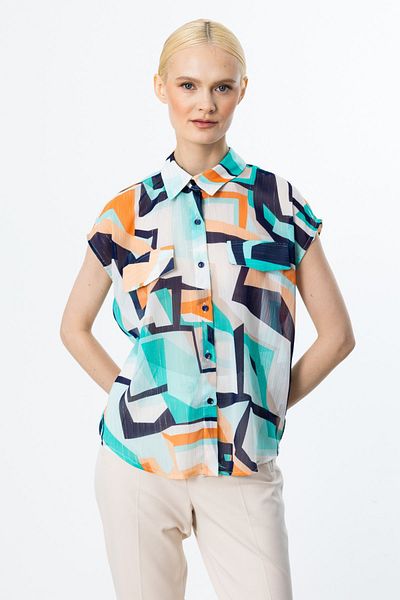 ON Chiffon Blouse with Ornamental Cover Pocket