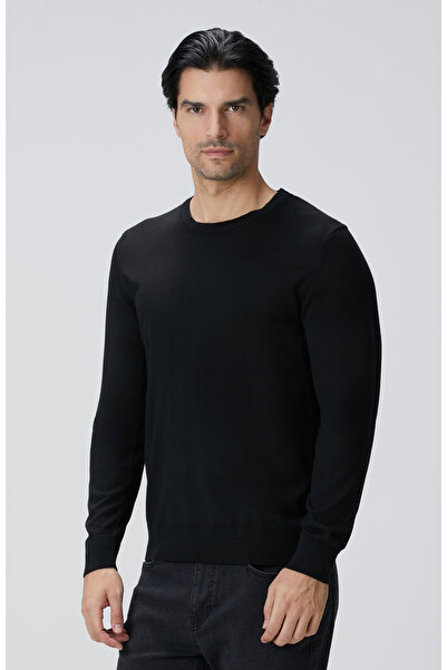 Network Siyah Yün Karışımlı Triko Kazak