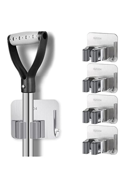 Generic Aputue Mop Broom Holder, 4 Pcs Heavy Duty Wall Mount Organizer, Self ...