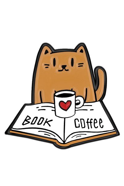 Choice Style 25 Creative Book Collection Enamel Pins Coffee Lazy Cat Bookworm Nerd Magic Book Brooches Lape
