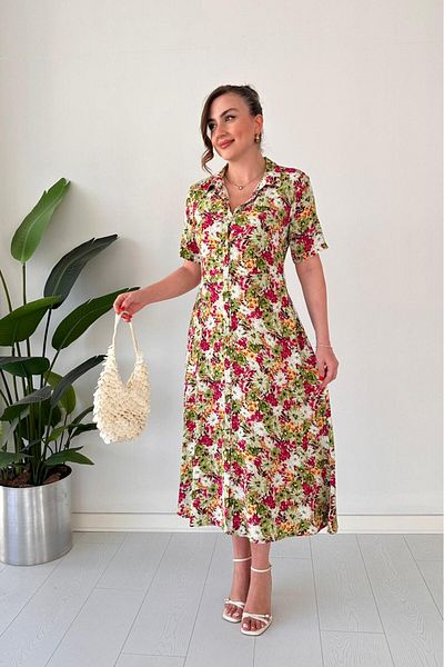 MaziButik Daisy Shirt Dress Green