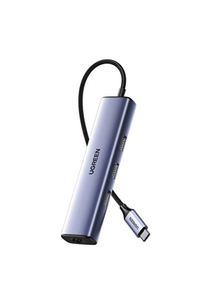 Ugreen Hub multiport USB tip C 4 în 1, 20917 CM475, 3 x USB 3.0, 1 x RJ45, Gr...