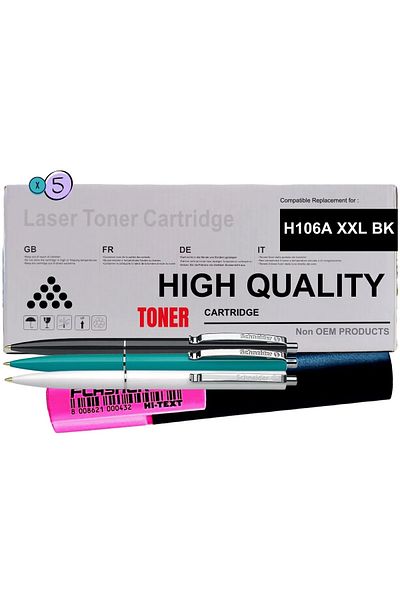 Non-OEM Compatible Toner Cartridge Set HP106AXXL, 5xW1106AXXL Black 5x5000pages, 3xPix Schneider and Text