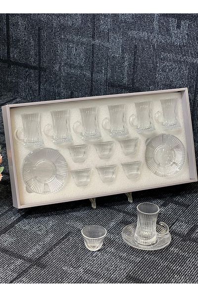 Generic 18-piece tea and coffee cup set with saucers