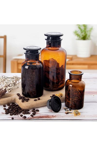 shumee 500ml Wide Mouth Brown Glass Food Container with Cork