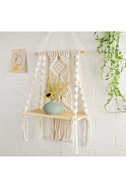 Generic NALACAL Boho Macrame Wall Hanging Shelf, Single Tier Bohemian Floatin...