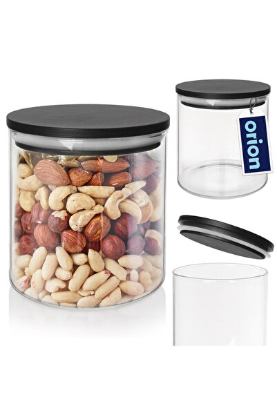 Orion Recipient Sticla, 450 ml, 9x9x10 cm, Capac Bambus, Garnitura Silicon, B...