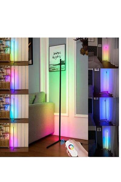 Generic مصباح أرضي ذكي من ELTRAZONE RGB، مصباح أرضي زاوية LED لإضاءة الخلفية المحيطة، زاوية حديثة L