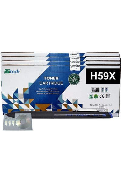 Retech Set Cartus Toner Compatibil HP59X, 4xCF259X Negru, 40000 pag cu chip, Pix Xbeam, 4CD-R Maxell