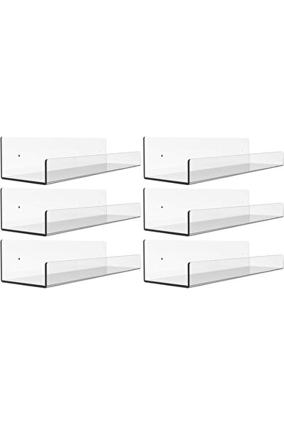 Generic 6 Pack Clear Acrylic Floating Wall Ledge Shelf,15" Wall Mounted Nurse...