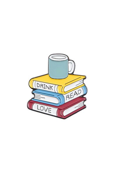 Choice Style 15 Creative Book Collection Enamel Pins Coffee Lazy Cat Bookworm Nerd Magic Book Brooches Lape