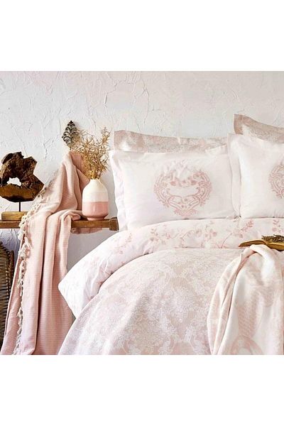 ÇIRPAN EV Karaca Home Quatre Royal Powder Bedspread & Blanket Duet Set