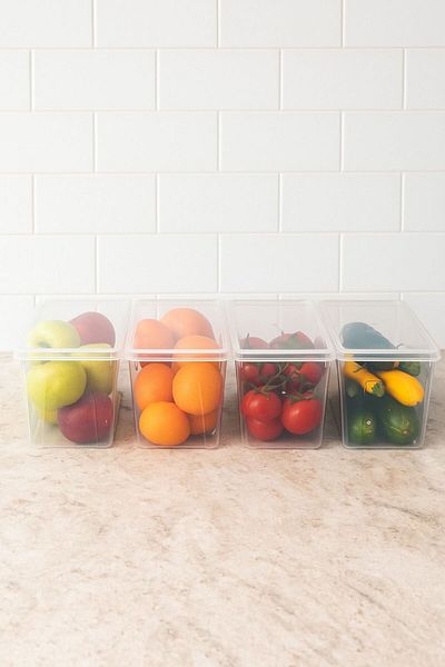 Bayev Gloss 6 Pieces Refrigerator Organizer with Lid - Multi-Purpose Toy Shoe Refrigerator Storage Container