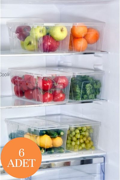 Bayev Gloss 6 Pieces Refrigerator Organizer with Lid - Multi-Purpose Toy Shoe Refrigerator Storage Container
