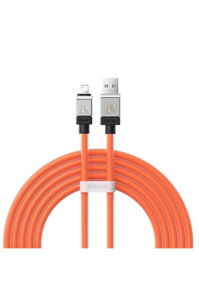 Baseus Cablu Data Power USB-A la Lightning, Fast Charging, GEAR Protect, 2.4A, 2m, K44, TPE, Oranj