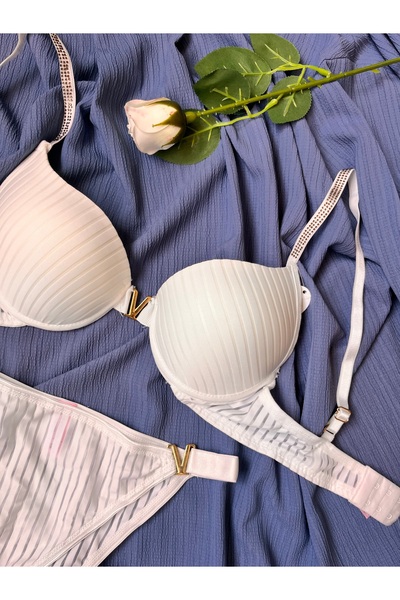 beshineunderwear Lunera V White Bra Set