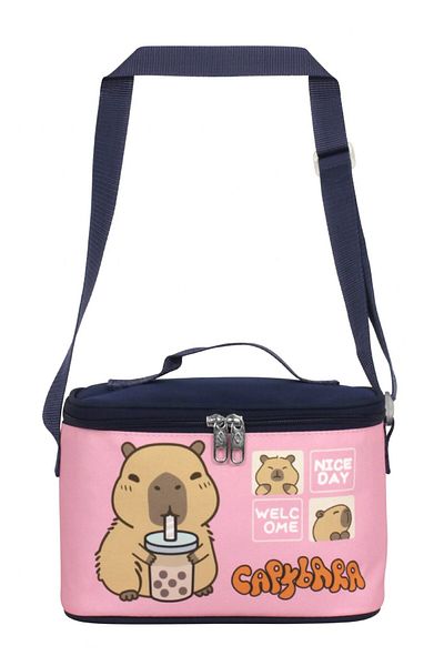 capybara Girl's Thermal Insulated Lunch Box - Navy Blue - Pink - 5204