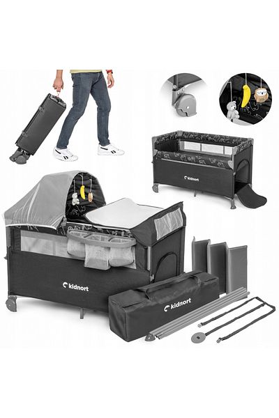 Kidnort Travel cot for children, Kidnort, foldable, multifunctional 3 in 1, made of Oxford 300 material,