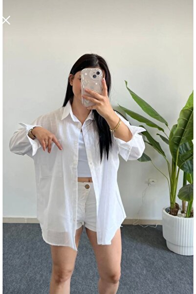 fatma keskin linna butik Kadın Keten Gömlek Oversize