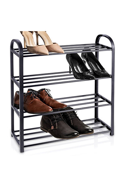 shumee Suport pantofi metalic negru, 4 niveluri, 49,5x18,5x56,5 cm