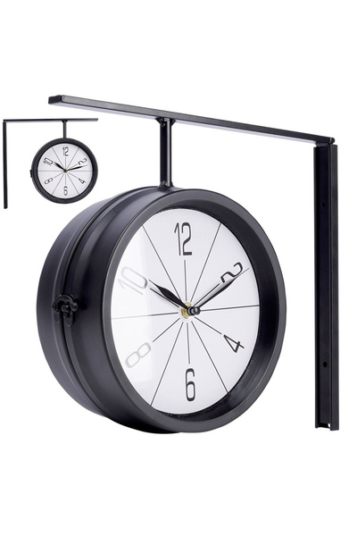 shumee Black metal double-sided wall clock 30.5x9.5x28 cm