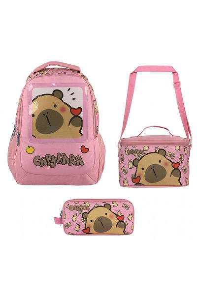 capybara (Girl - Pink) Primary School Triple Bag Set - Setcpb5212A