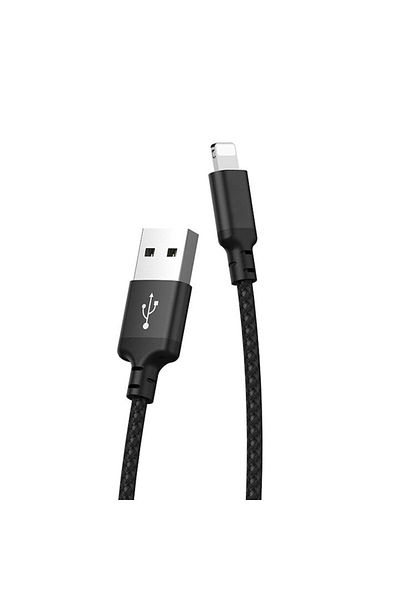 Gear Cablu de alimentare de date USB-A la Lightning 2.4A, compatibil, 1m, Q51, PVC, închis la culoare