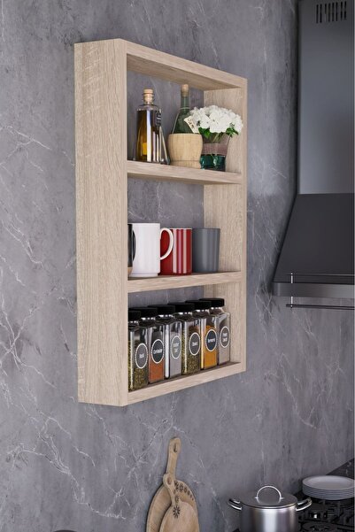 ECM 3 Katlı Duvar Rafı 43×60 cm – Mutfak Baharatlık & Kupa Düzenleyici, Banyo...