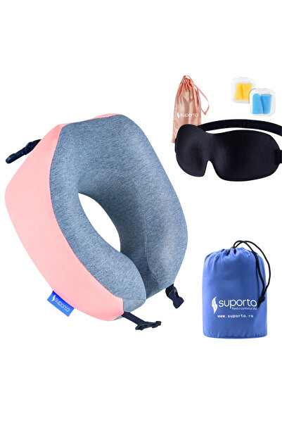 Suporto Set de perne de călătorie Travel Companion, spumă cu memorie, roz + m...