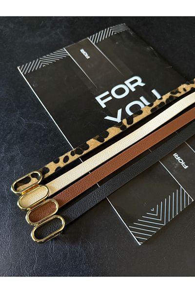 Fiori Imported Oval Gold Buckle Thin Belt, Trouser Belt, Shirt Belt, Jacket Belt