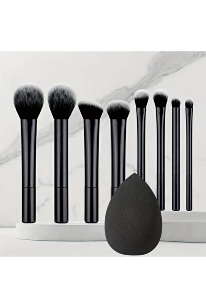 Choice3 مجموعة فرش مكياج سوداء متعددة الوظائف مكونة من 9 قطع مع بيضة تجميل واحدة وشعيرات ناعمة لجميع أنواع البشرة