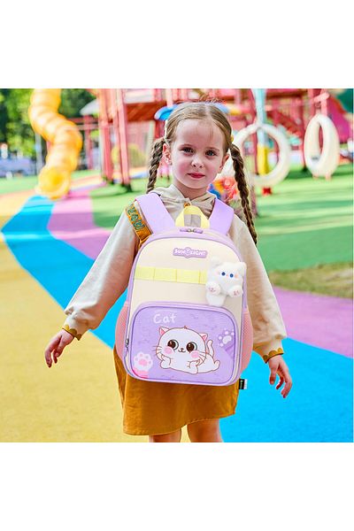 SUN EIGHT Premium 12-inch Light Weight School Backpack Cute Kitten Cartoon Bag for Girls, SE22248