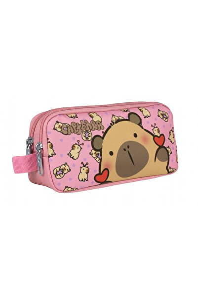 capybara Geantă pentru creion cu două compartimente pentru fete - roz - 5214