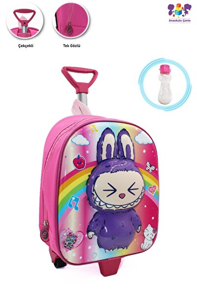 Mashotrend Labubu Çekçekli Anaokulu Çantası + Suluk - Çocuk Çanta - Kreş Çant...