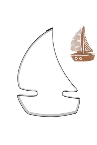 shumee Formă de biscuiți din oțel, în formă de barcă cu pânze, de 8,5 cm