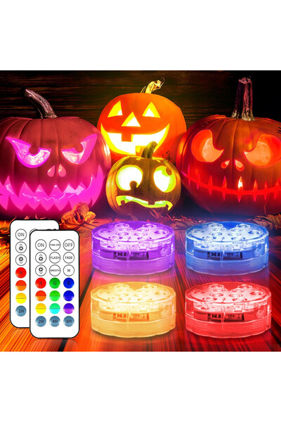 Trayvespace Set de 4 lumini submersibile, LED, RGB, sticlă/plastic