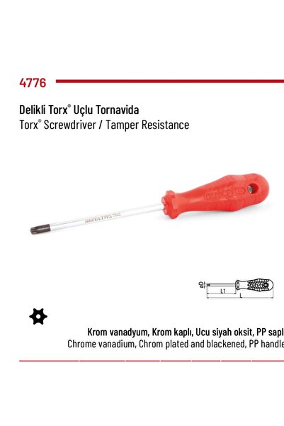 İzeltaş Delikli Torx Uçlu Tornavida T9