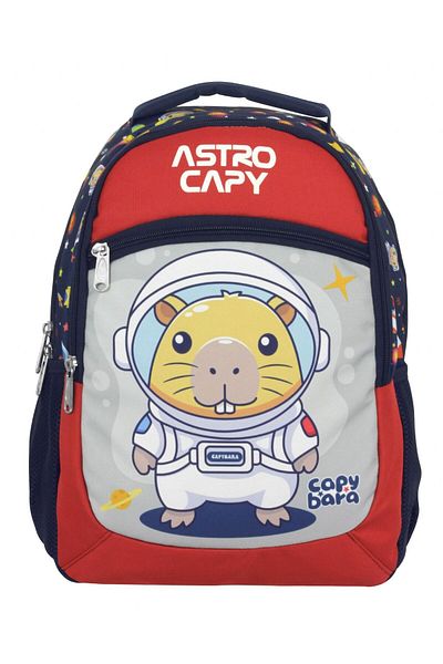 capybara Boy's Astronaut Primary School School Backpack - Navy Blue - Red - 5227